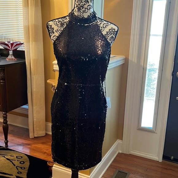 Lulus Black Sequin dress New size Large - Picture 1 of 3